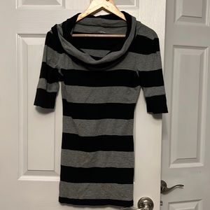Striped cowl neck